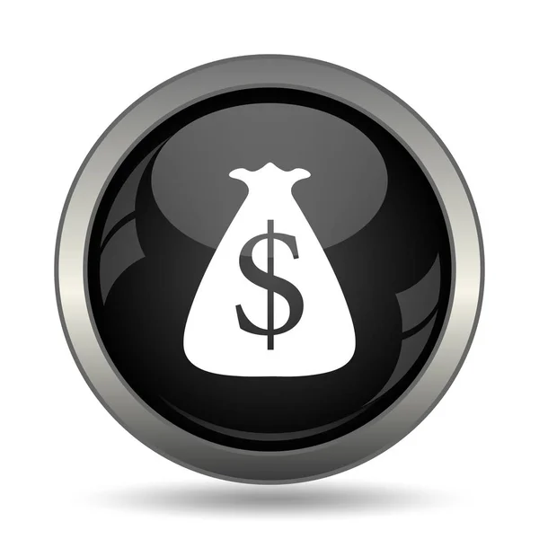 Ícone Saco Dólar Botão Internet Fundo Branco — Fotografia de Stock