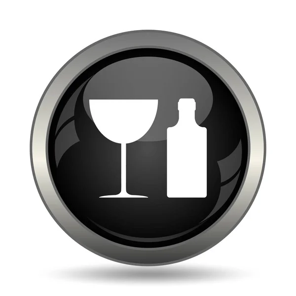 Pictogram Voor Fles Glas Internet Knop Witte Achtergrond — Stockfoto