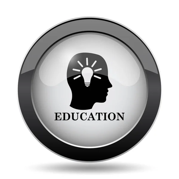 Ícone Educação Botão Internet Fundo Branco — Fotografia de Stock