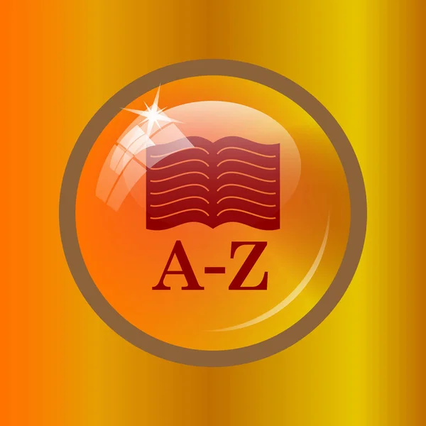 A-Z book icon. Internet button on colored background.