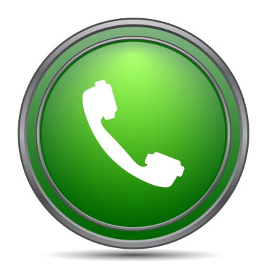 Telefon simgesi. Beyaz arka plan üzerinde Internet düğmesi