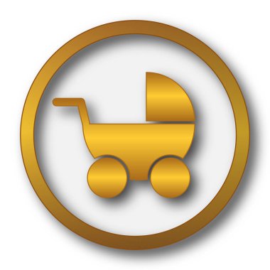 Bebek arabası simgesi. Beyaz arka plan üzerinde Internet düğmesi