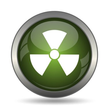 Radyasyon simgesi. Beyaz arka plan üzerinde Internet düğmesi.