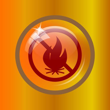 Yangın yasak simgesi. Renkli arka plan üzerinde Internet düğmesi.