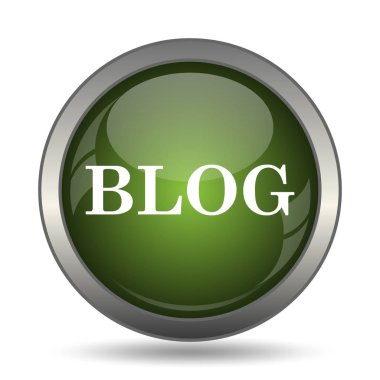 Blog simgesi. Beyaz arka plan üzerinde Internet düğmesi.