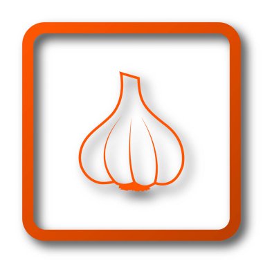 Sarımsak simgesi. Beyaz arka plan üzerinde Internet düğmesi