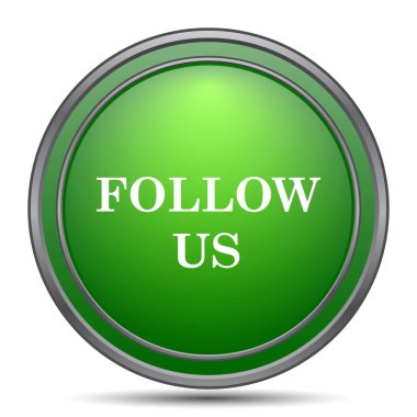 Bizi simgesi izleyin. Beyaz arka plan üzerinde Internet düğmesi