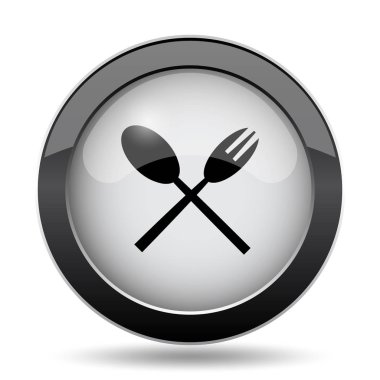 Çatal ve kaşık simgesi. Beyaz arka plan üzerinde Internet düğmesi