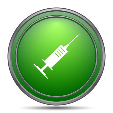 Şırınga simgesi. Beyaz arka plan üzerinde Internet düğmesi