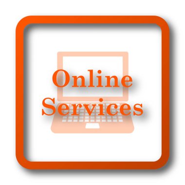 Çevrimiçi hizmetler simgesi. Beyaz arka plan üzerinde Internet düğmesi