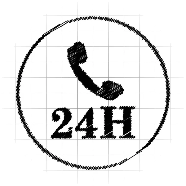 24H phone icon. Internet button on white background
