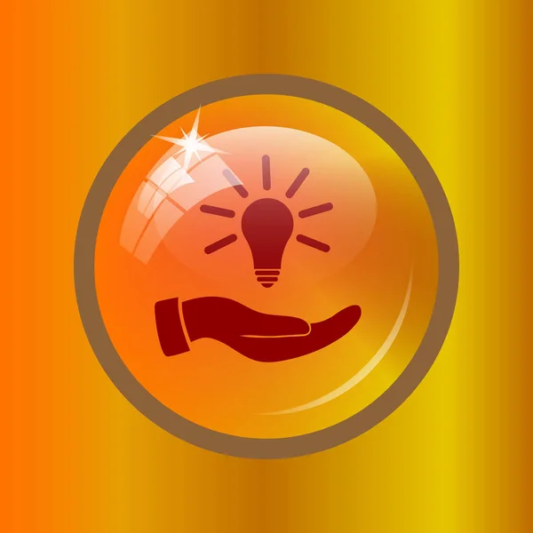 Hand Hält Das Icon Lightbulb Idea Internet Taste Auf Farbigem — Stockfoto