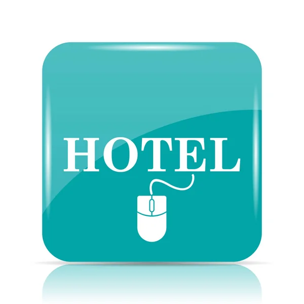 Icono Del Hotel Botón Internet Sobre Fondo Blanco —  Fotos de Stock