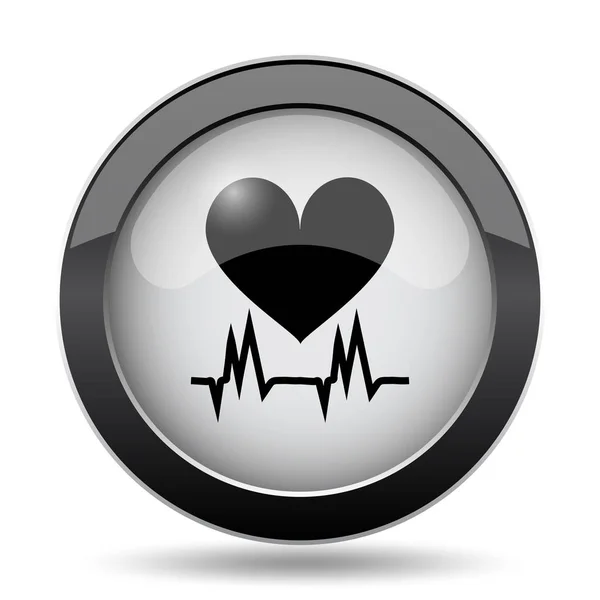 Ícone Cardíaco Botão Internet Fundo Branco — Fotografia de Stock