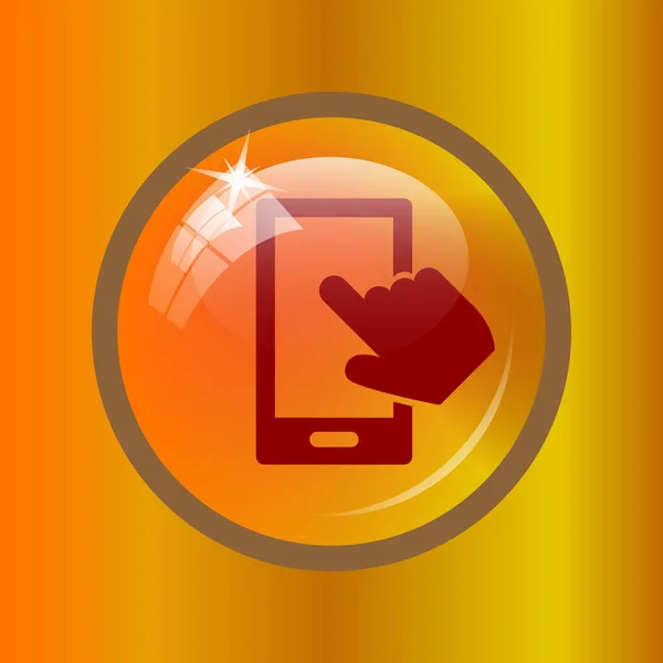 Smartphone Con Icono Mano Botón Internet Sobre Fondo Color —  Fotos de Stock
