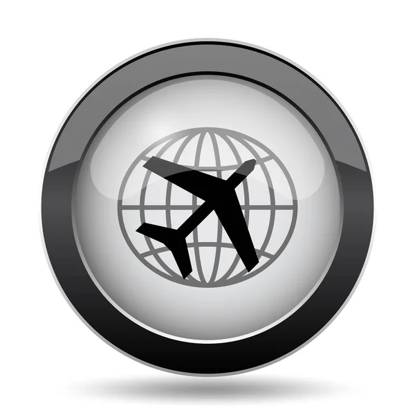 Ikona Podróży Przycisk Internet Białym Tle — Zdjęcie stockowe