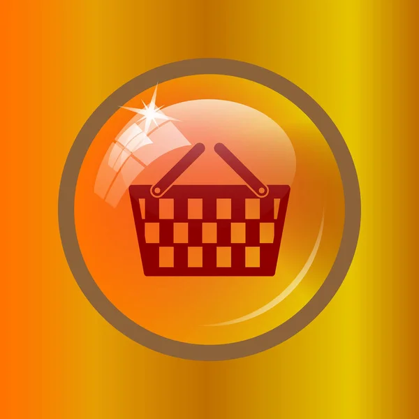 Shopping basket icon. Internet button on colored background.
