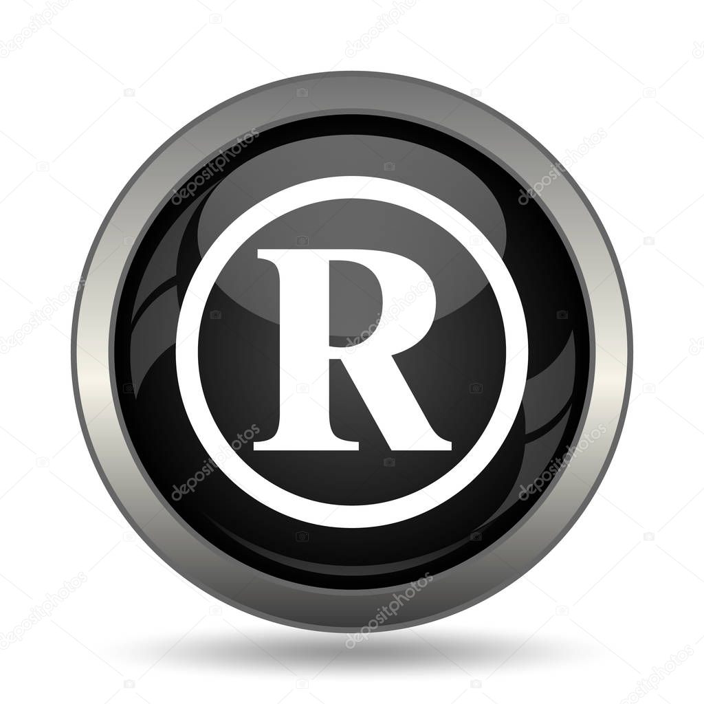 Registered mark icon. Internet button on white background.