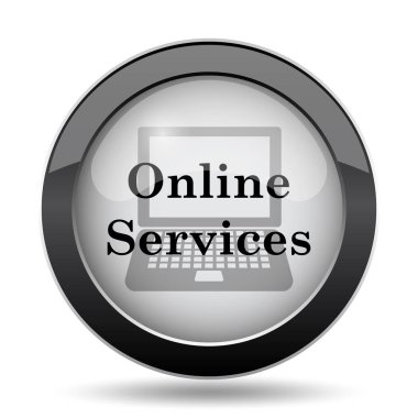 Çevrimiçi hizmetler simgesi. Beyaz arka plan üzerinde Internet düğmesi