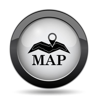 Harita simgesi. Beyaz arka plan üzerinde Internet düğmesi