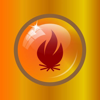 Yangın simgesi. Renkli arka plan üzerinde Internet düğmesi.