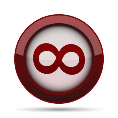 Sonsuzluk işareti simgesi. Beyaz arka plan üzerinde Internet düğmesi.