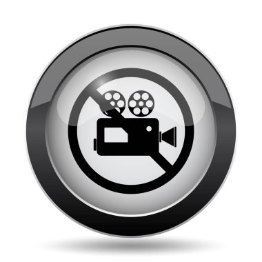 Yasak video kamera simgesi. Beyaz arka plan üzerinde Internet düğmesi