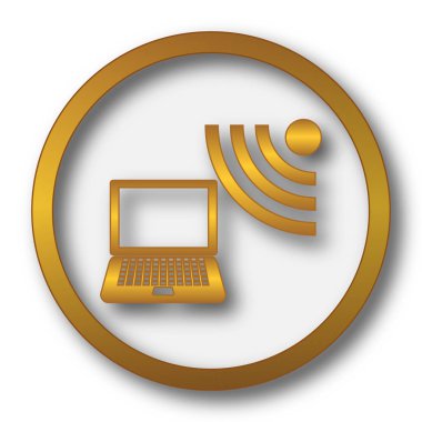 Kablosuz dizüstü simgesi. Beyaz arka plan üzerinde Internet düğmesi