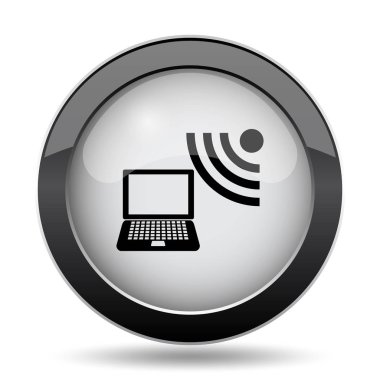 Kablosuz dizüstü simgesi. Beyaz arka plan üzerinde Internet düğmesi