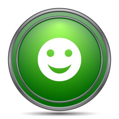 Gülen yüz simgesi. Beyaz arka plan üzerinde Internet düğmesi