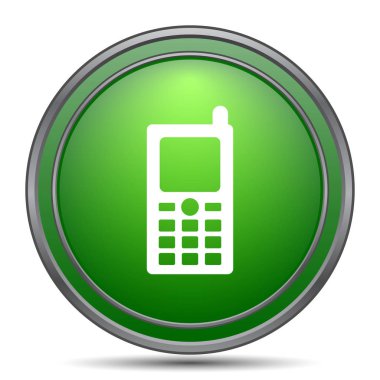 Hareket eden telefon simgesi. Beyaz arka plan üzerinde Internet düğmesi