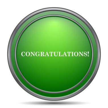 Tebrikler simgesi. Beyaz arka plan üzerinde Internet düğmesi