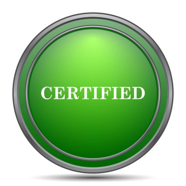 Sertifikalı simgesi. Beyaz arka plan üzerinde Internet düğmesi