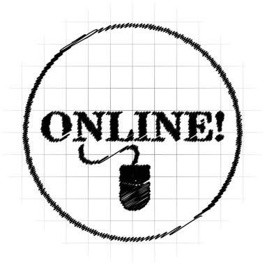 Fare simgesi ile online. Beyaz arka plan üzerinde Internet düğmesi