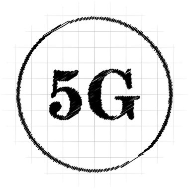 5g simgesi. Beyaz arka plan üzerinde Internet düğmesi