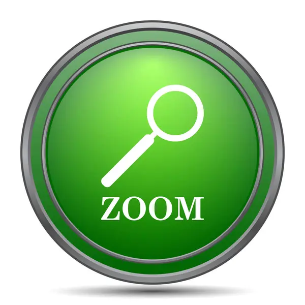 Zoom Con Icona Loupe Pulsante Internet Sfondo Bianco — Foto Stock