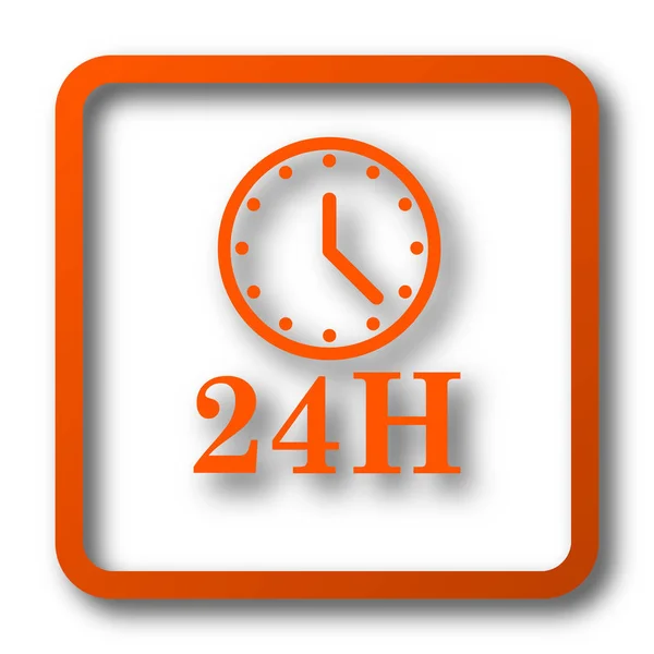 Ícone Relógio 24H Botão Internet Fundo Branco — Fotografia de Stock