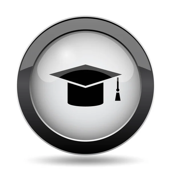 毕业图标 白色背景上的互联网按钮 — 图库照片