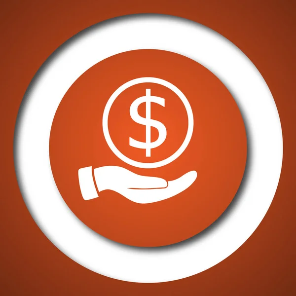 Dinheiro Ícone Mão Botão Internet Fundo Branco — Fotografia de Stock