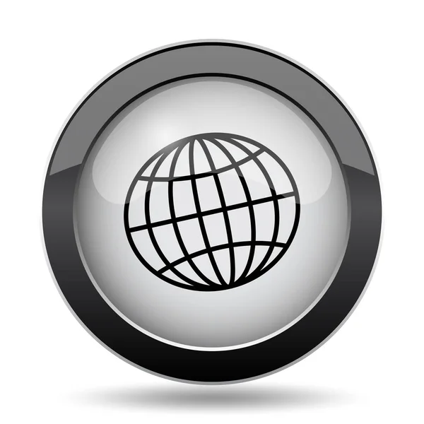 地球仪图标 白色背景上的互联网按钮 — 图库照片