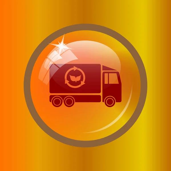 Eco Vrachtwagen Pictogram Internet Knop Gekleurde Achtergrond — Stockfoto