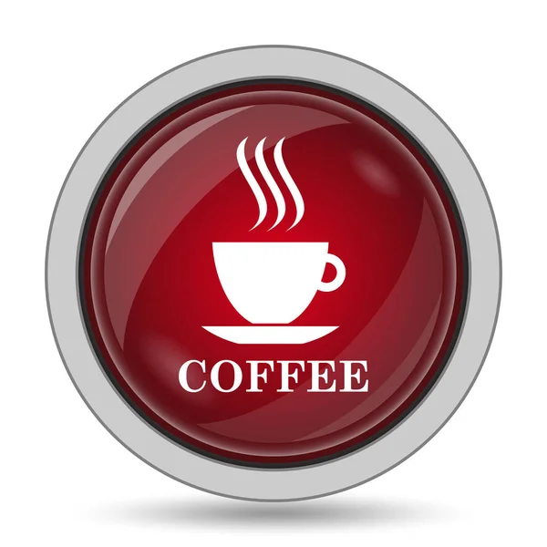 Šálek Kávy Ikonu Internet Tlačítko Bílém Pozadí — Stock fotografie
