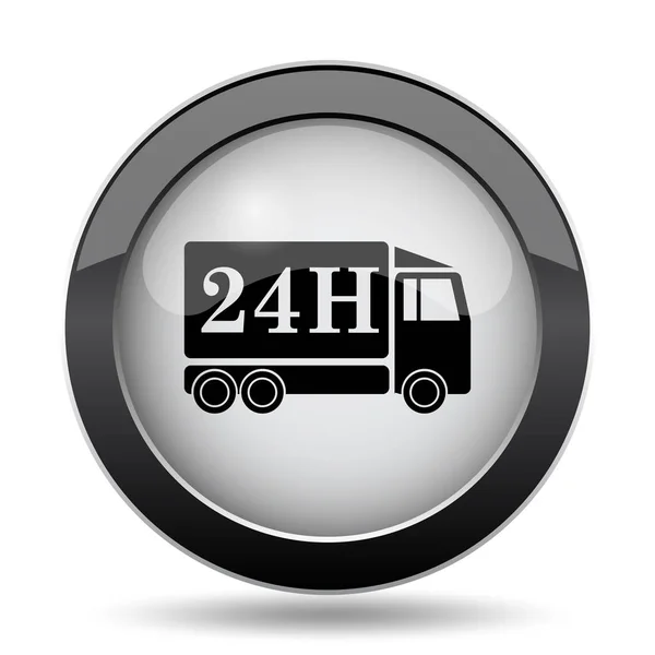 24U Levering Vrachtwagen Pictogram Internet Knop Witte Achtergrond — Stockfoto