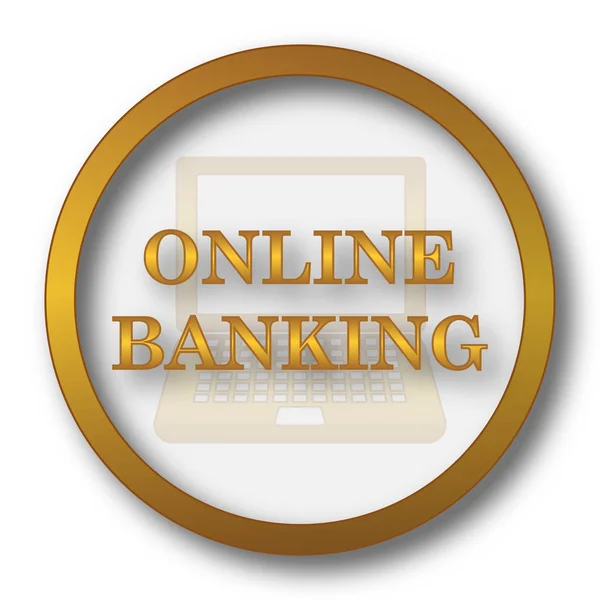 Icona Del Banking Online Pulsante Internet Sfondo Bianco — Foto Stock