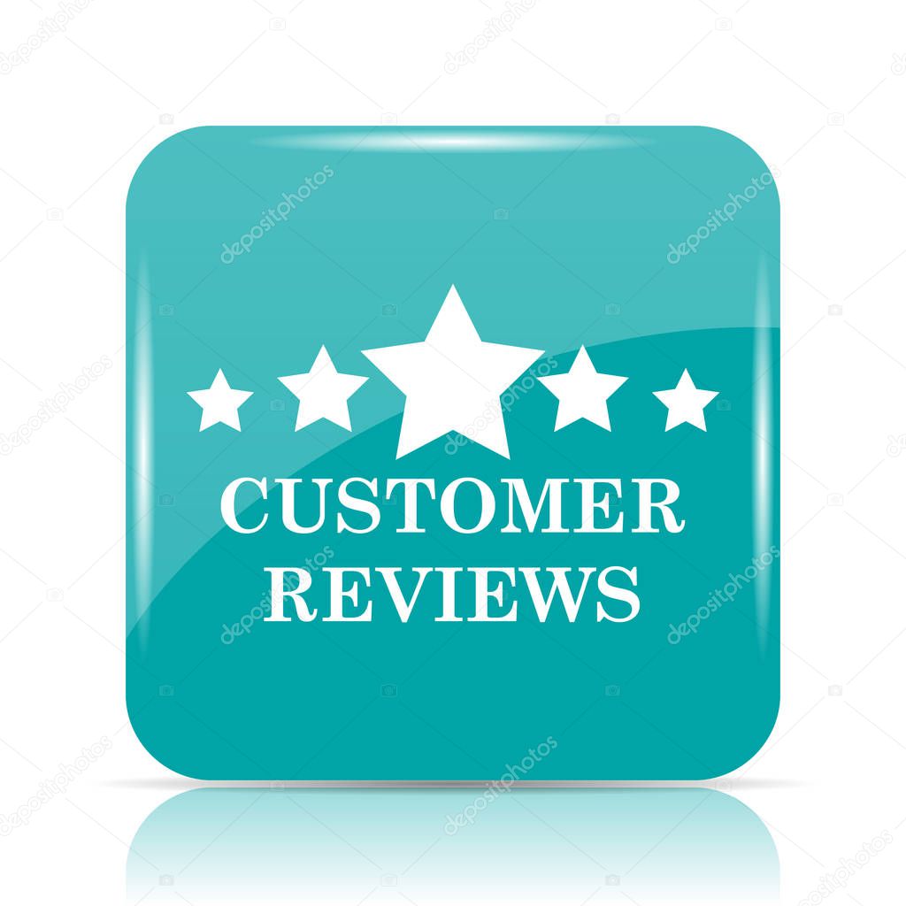 Customer reviews icon. Internet button on white background