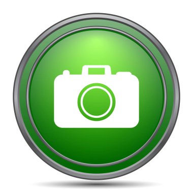 Fotoğraf kamera simgesi. Beyaz arka plan üzerinde Internet düğmesi