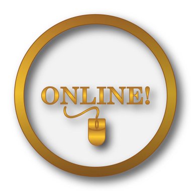 Fare simgesi ile online. Beyaz arka plan üzerinde Internet düğmesi