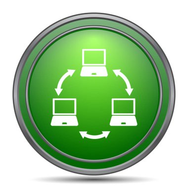 Bilgisayar ağ kutsal kişilerin resmi. Beyaz arka plan üzerinde Internet düğmesi