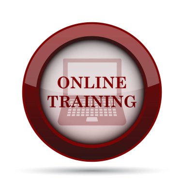 Çevrimiçi eğitim simgesi. Beyaz arka plan üzerinde Internet düğmesi.