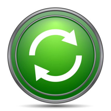 Yeniden iki ok simgesi. Beyaz arka plan üzerinde Internet düğmesi